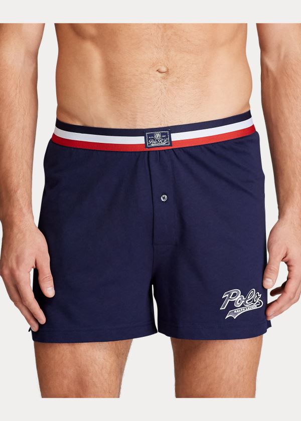 Bielizny Ralph Lauren Cotton-Modal Knit Boxer Męskie Granatowe Czerwone | FILO2734