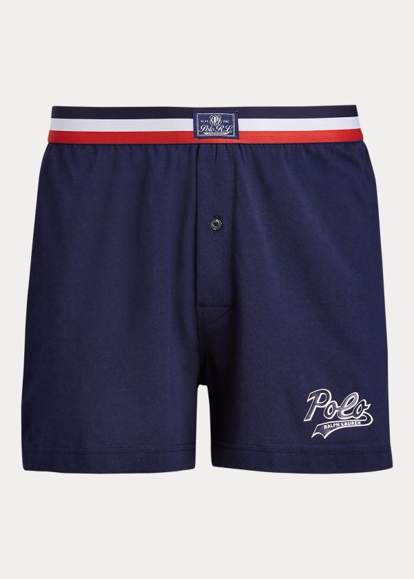 Bielizny Ralph Lauren Cotton-Modal Knit Boxer Męskie Granatowe Czerwone | FILO2734