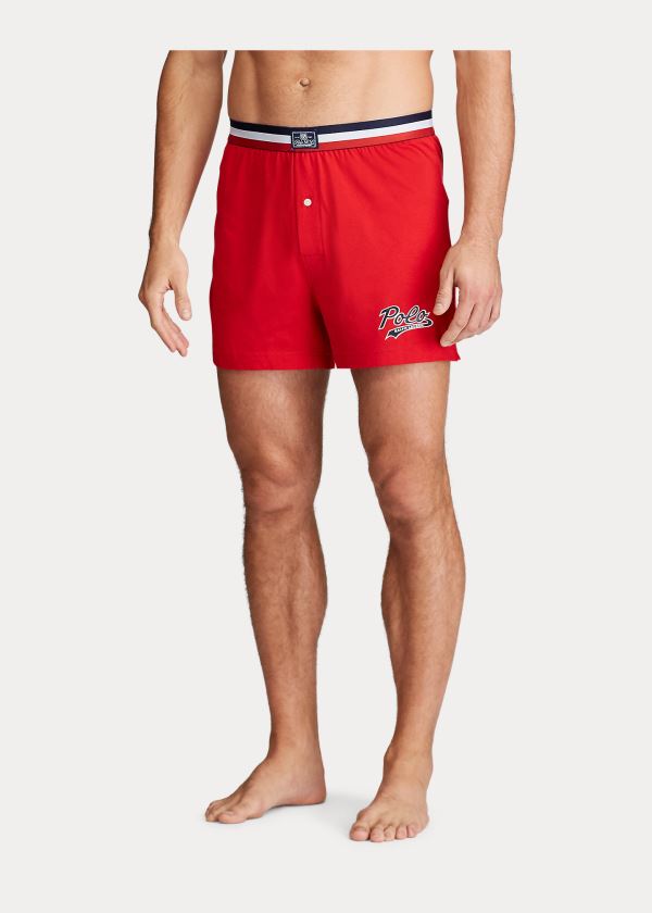 Bielizny Ralph Lauren Cotton-Modal Knit Boxer Męskie Czerwone | QCRS9675