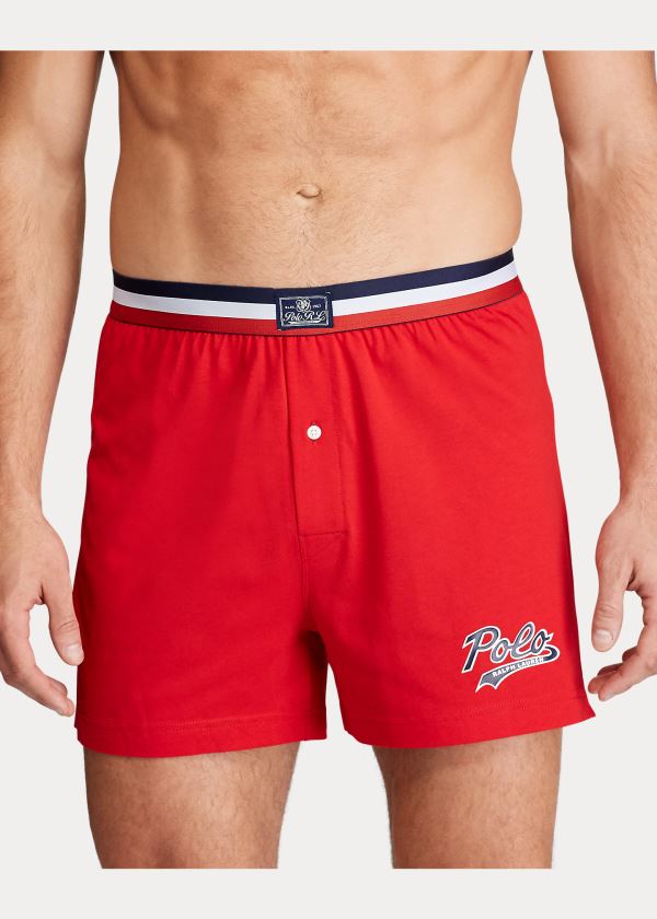 Bielizny Ralph Lauren Cotton-Modal Knit Boxer Męskie Czerwone | QCRS9675