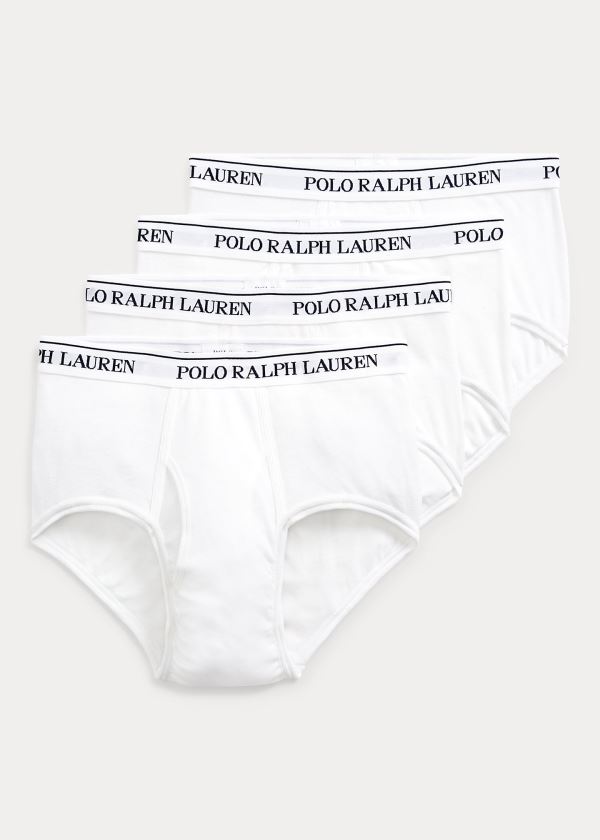 Bielizny Ralph Lauren Cotton Brief 4-Pack Męskie Białe | MJBP8578