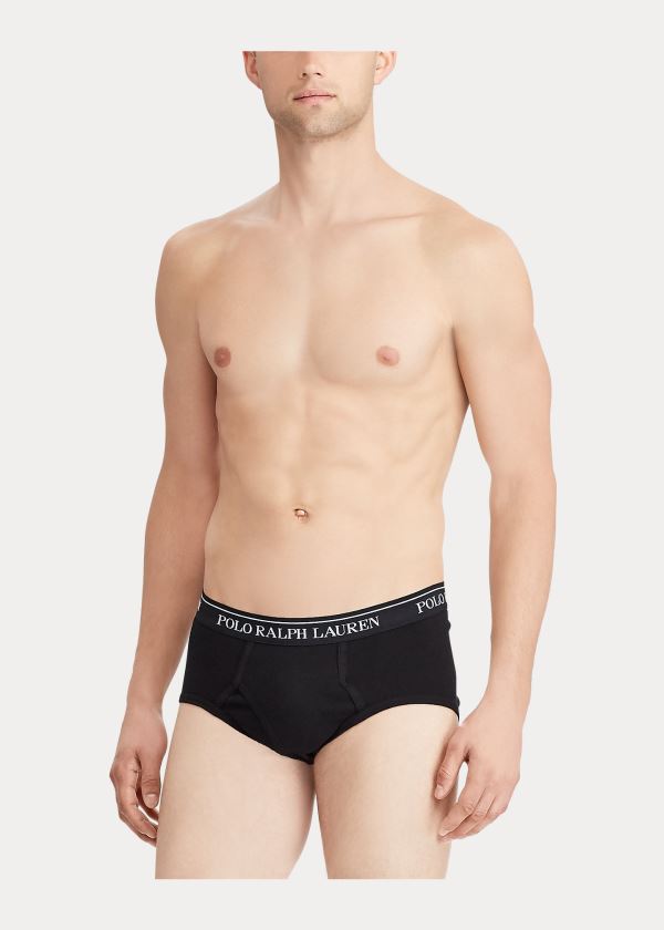 Bielizny Ralph Lauren Cotton Brief 4-Pack Męskie Czarne Kolorowe | CEUF3775