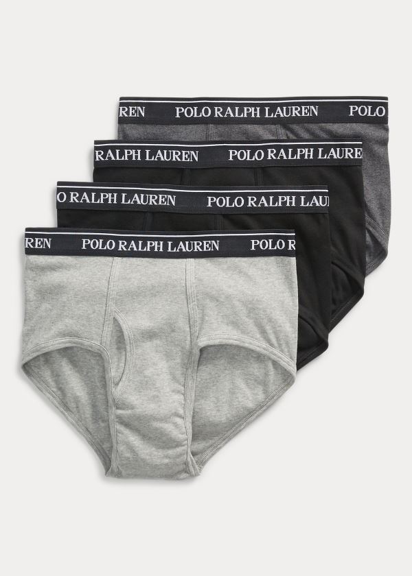 Bielizny Ralph Lauren Cotton Brief 4-Pack Męskie Czarne Kolorowe | CEUF3775