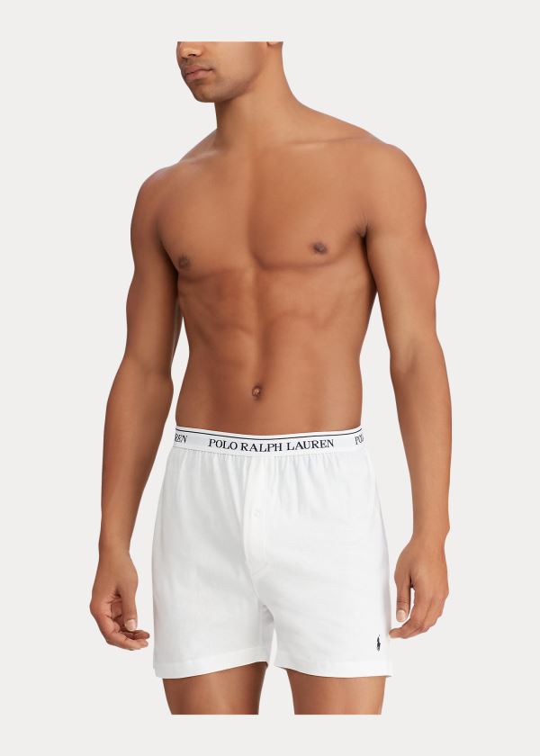 Bielizny Ralph Lauren Knit Boxer 3-Pack Męskie Białe | JPJB1426