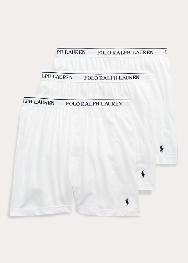 Bielizny Ralph Lauren Knit Boxer 3-Pack Męskie Białe | JPJB1426