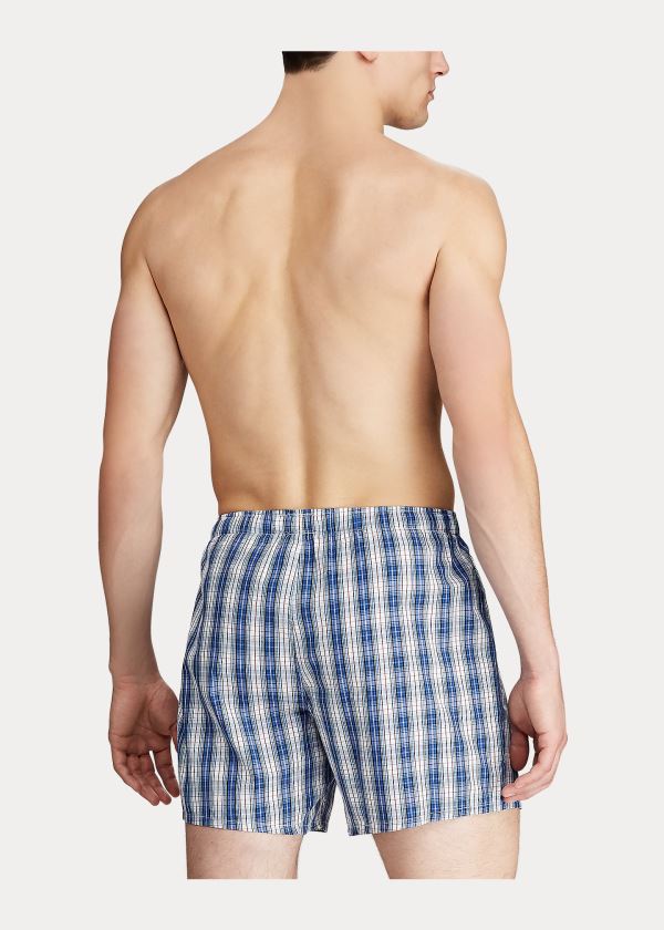 Bielizny Ralph Lauren Plaid Cotton Boxer Męskie Granatowe Kolorowe | TLIP4004