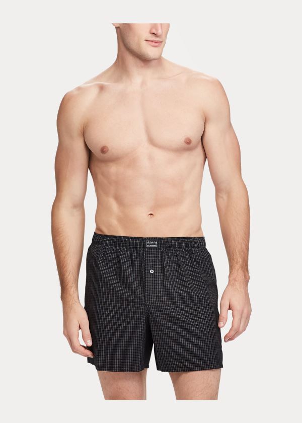 Bielizny Ralph Lauren Plaid Woven Boxer Męskie Ciemny Szare | MPOX0437