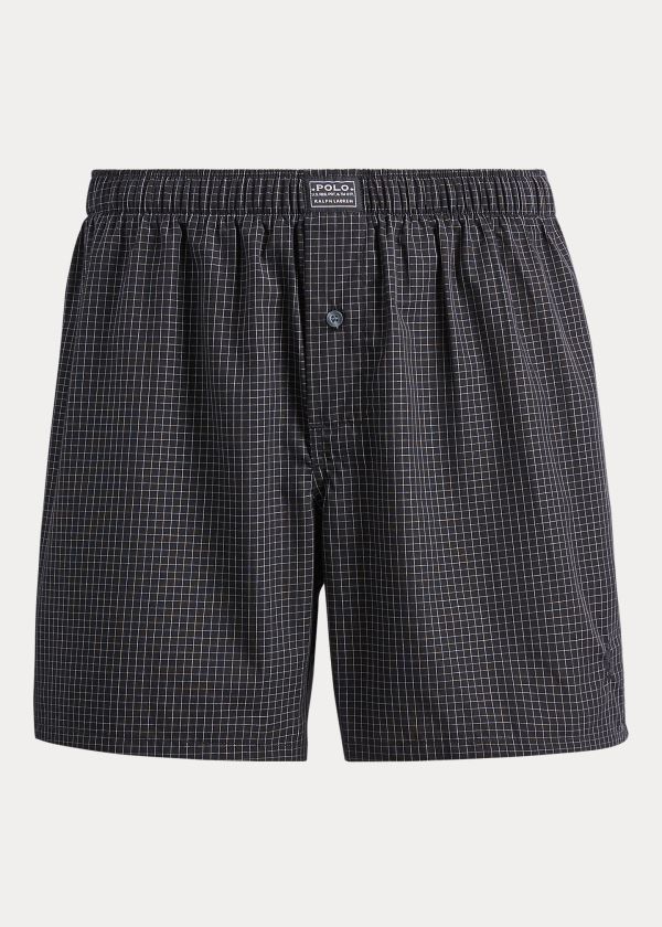 Bielizny Ralph Lauren Plaid Woven Boxer Męskie Ciemny Szare | MPOX0437