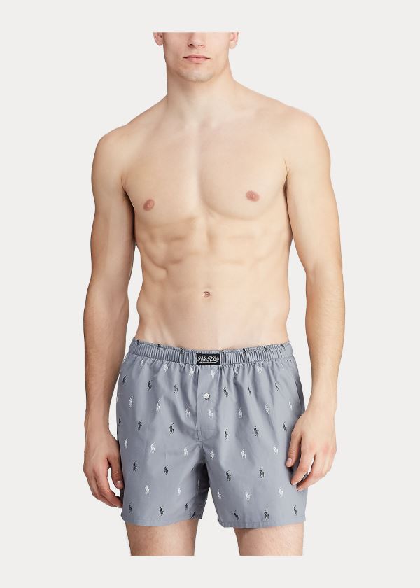 Bielizny Ralph Lauren Signature Pony Cotton Boxer Męskie Szare Czarne Białe | EEDQ6813