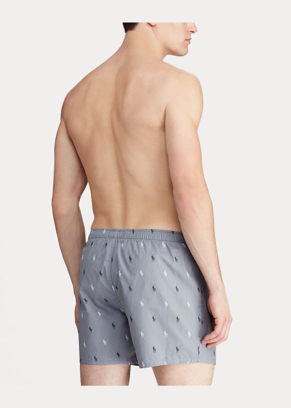 Bielizny Ralph Lauren Signature Pony Cotton Boxer Męskie Szare Czarne Białe | EEDQ6813