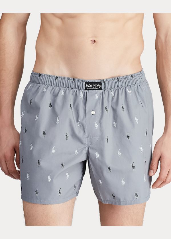 Bielizny Ralph Lauren Signature Pony Cotton Boxer Męskie Szare Czarne Białe | EEDQ6813