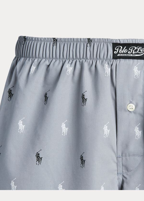 Bielizny Ralph Lauren Signature Pony Cotton Boxer Męskie Szare Czarne Białe | EEDQ6813