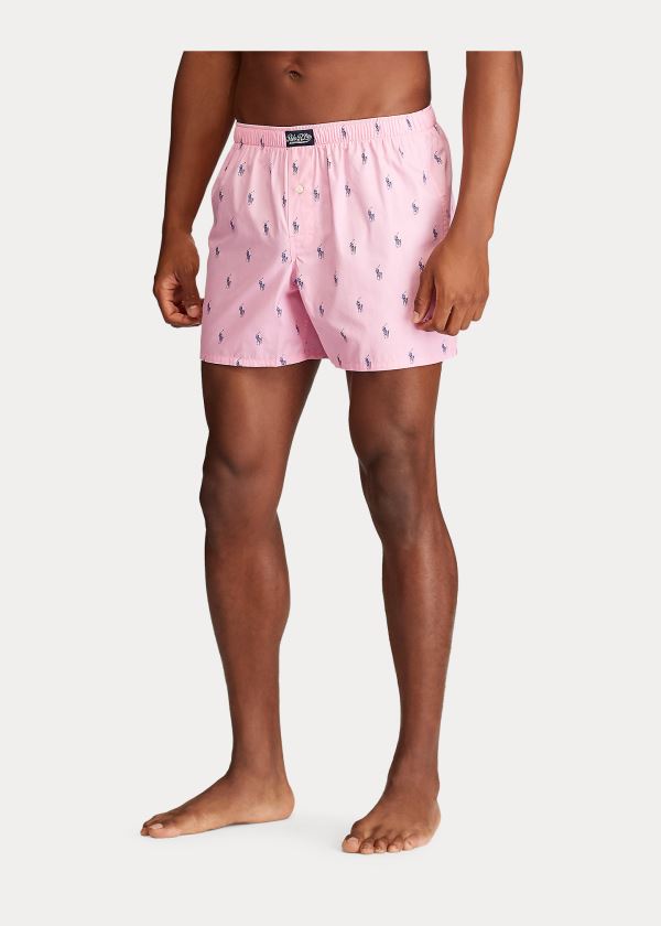 Bielizny Ralph Lauren Signature Pony Cotton Boxer Męskie Różowe Niebieskie | FKTO7859