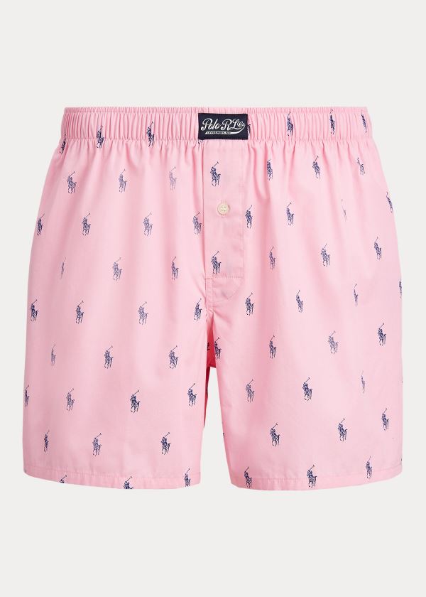 Bielizny Ralph Lauren Signature Pony Cotton Boxer Męskie Różowe Niebieskie | FKTO7859