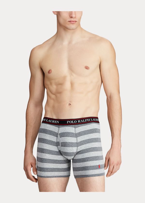 Bielizny Ralph Lauren Stretch Boxer Brief 3-Pack Męskie Jasny Szare | PPMZ3986