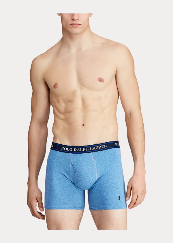 Bielizny Ralph Lauren Stretch Boxer Brief 3-Pack Męskie Królewski Niebieski Niebieskie | ZMWK6083