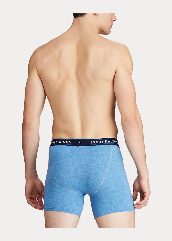 Bielizny Ralph Lauren Stretch Boxer Brief 3-Pack Męskie Królewski Niebieski Niebieskie | ZMWK6083