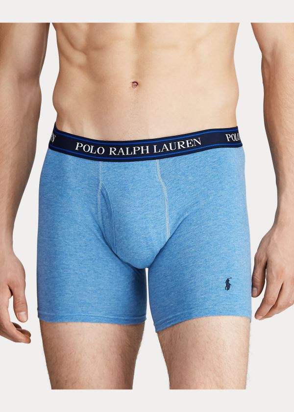 Bielizny Ralph Lauren Stretch Boxer Brief 3-Pack Męskie Królewski Niebieski Niebieskie | ZMWK6083