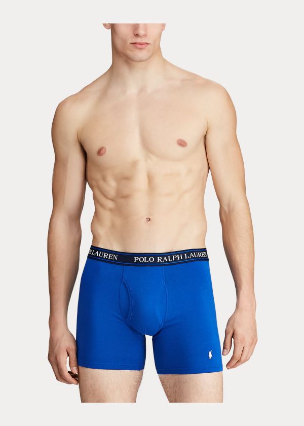 Bielizny Ralph Lauren Stretch Boxer Brief 3-Pack Męskie Królewski Niebieski Niebieskie | ZMWK6083