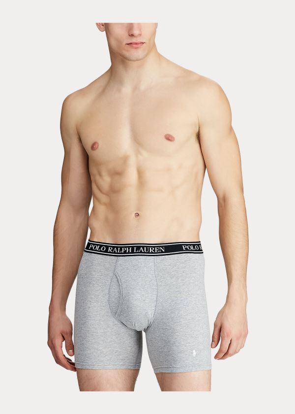 Bielizny Ralph Lauren Stretch Boxer Brief 3-Pack Męskie Czarne | TLCW3002