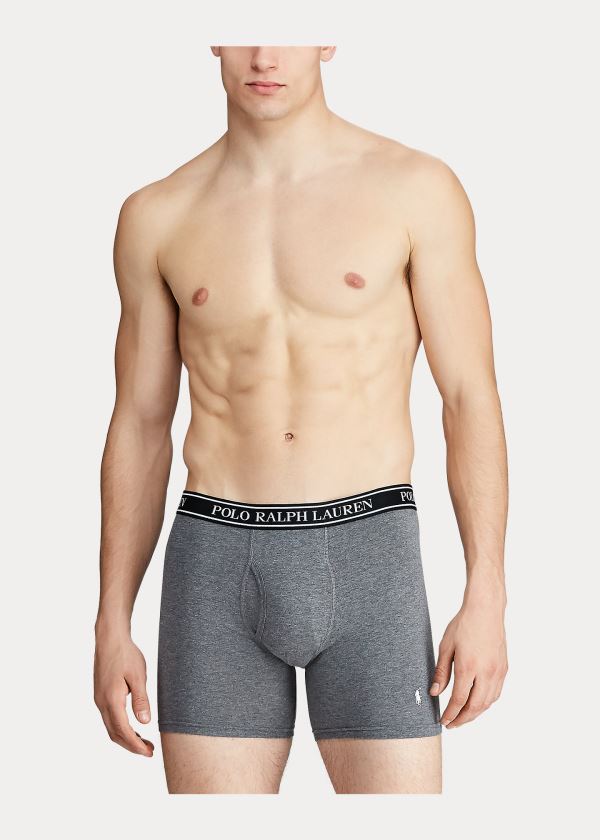 Bielizny Ralph Lauren Stretch Boxer Brief 3-Pack Męskie Czarne | TLCW3002