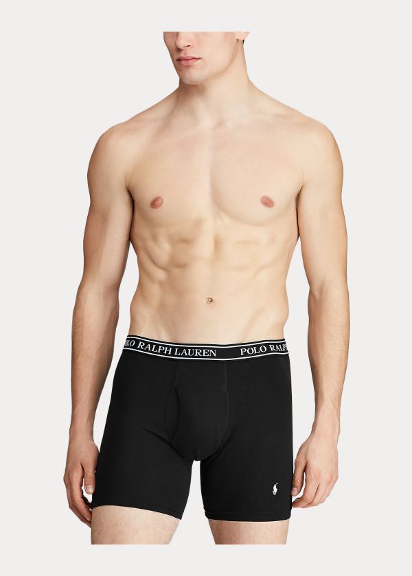 Bielizny Ralph Lauren Stretch Boxer Brief 3-Pack Męskie Czarne | TLCW3002