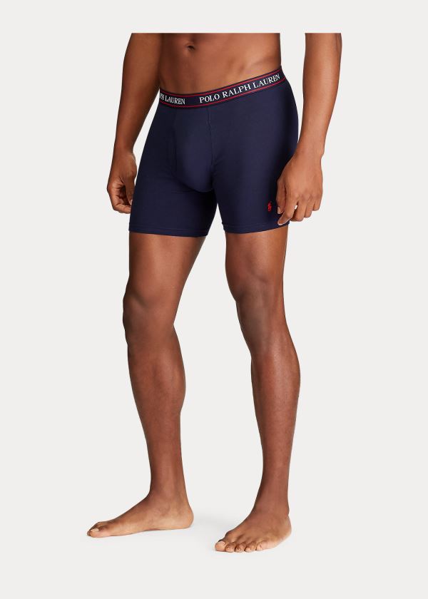 Bielizny Ralph Lauren Stretch Boxer Brief 3-Pack Męskie Granatowe Królewski Niebieski Niebieskie Białe | PPQP5072