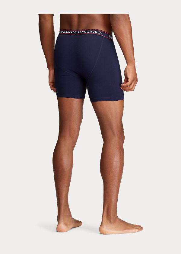 Bielizny Ralph Lauren Stretch Boxer Brief 3-Pack Męskie Granatowe Królewski Niebieski Niebieskie Białe | PPQP5072