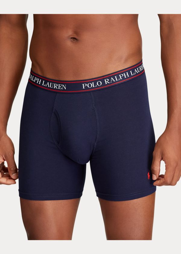 Bielizny Ralph Lauren Stretch Boxer Brief 3-Pack Męskie Granatowe Królewski Niebieski Niebieskie Białe | PPQP5072