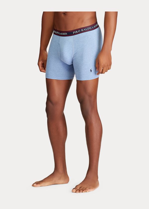 Bielizny Ralph Lauren Stretch Boxer Brief 3-Pack Męskie Granatowe Królewski Niebieski Niebieskie Białe | PPQP5072