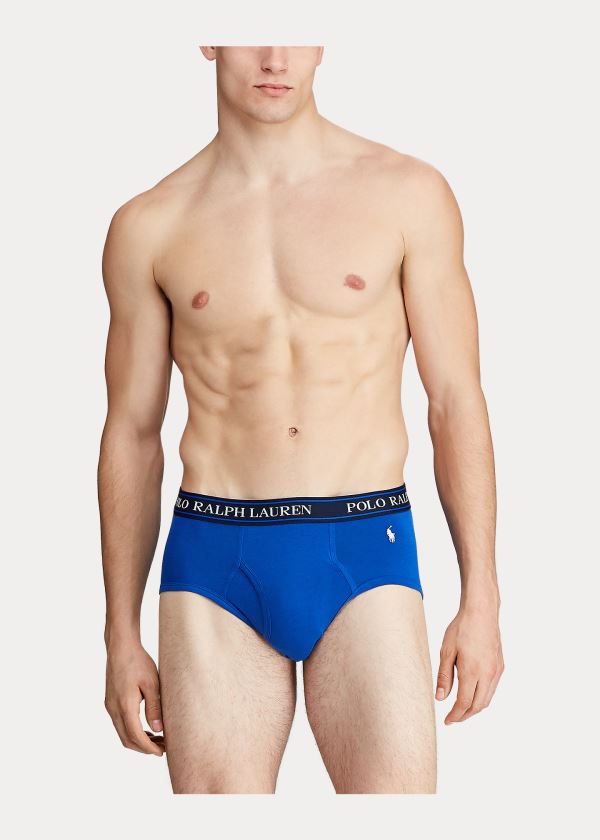 Bielizny Ralph Lauren Stretch Brief 4-Pack Męskie Niebieskie | HFEQ0571