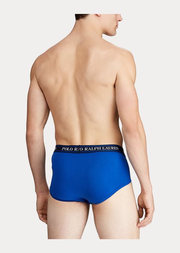 Bielizny Ralph Lauren Stretch Brief 4-Pack Męskie Niebieskie | HFEQ0571