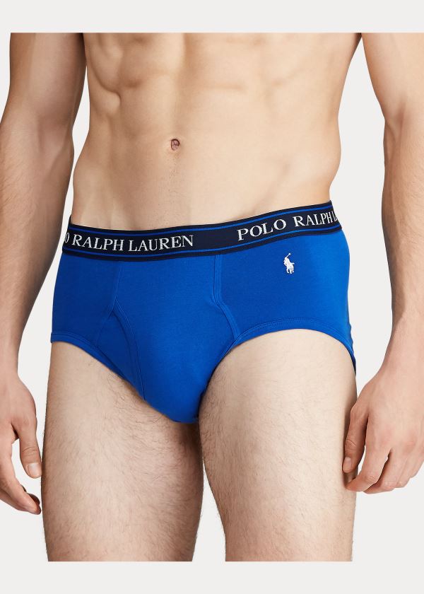 Bielizny Ralph Lauren Stretch Brief 4-Pack Męskie Niebieskie | HFEQ0571