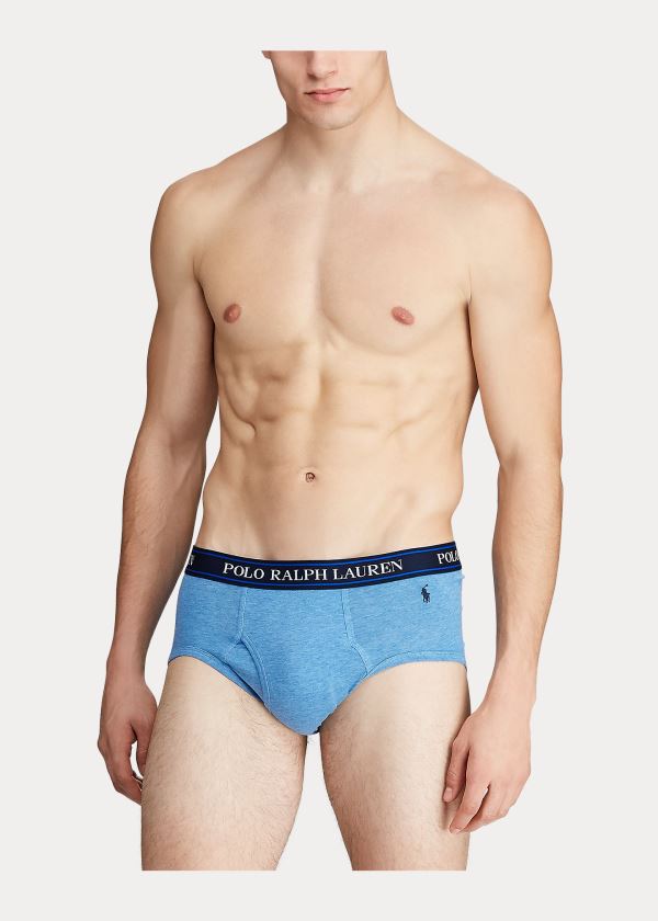 Bielizny Ralph Lauren Stretch Brief 4-Pack Męskie Niebieskie | HFEQ0571