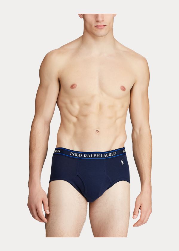 Bielizny Ralph Lauren Stretch Brief 4-Pack Męskie Niebieskie | HFEQ0571