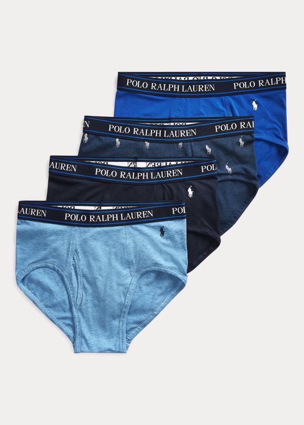 Bielizny Ralph Lauren Stretch Brief 4-Pack Męskie Niebieskie | HFEQ0571