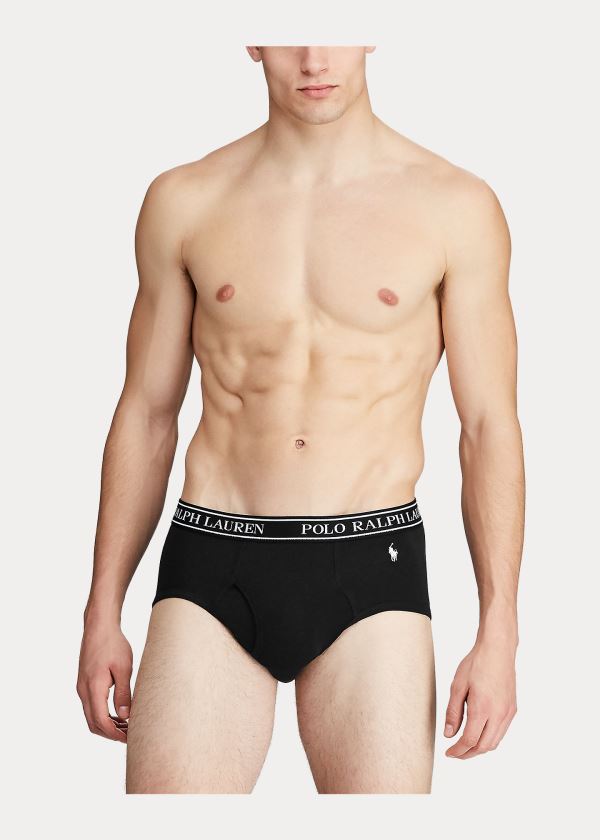 Bielizny Ralph Lauren Stretch Brief 4-Pack Męskie Czarne | BKSN1921