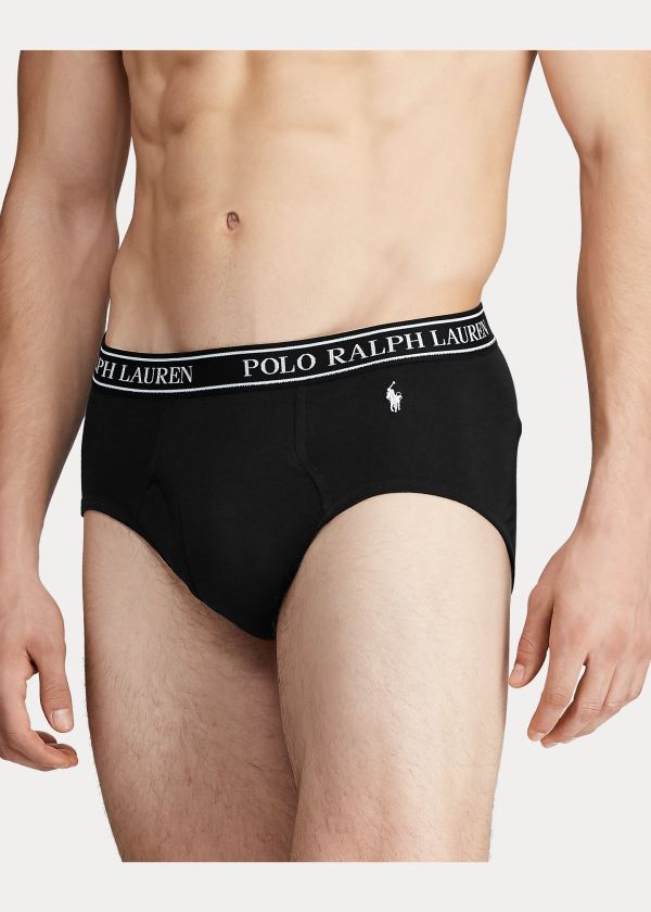 Bielizny Ralph Lauren Stretch Brief 4-Pack Męskie Czarne | BKSN1921