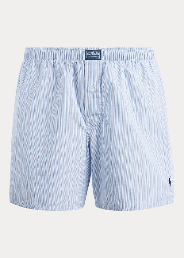 Bielizny Ralph Lauren Striped Woven Boxer Męskie Niebieskie | URSZ8558