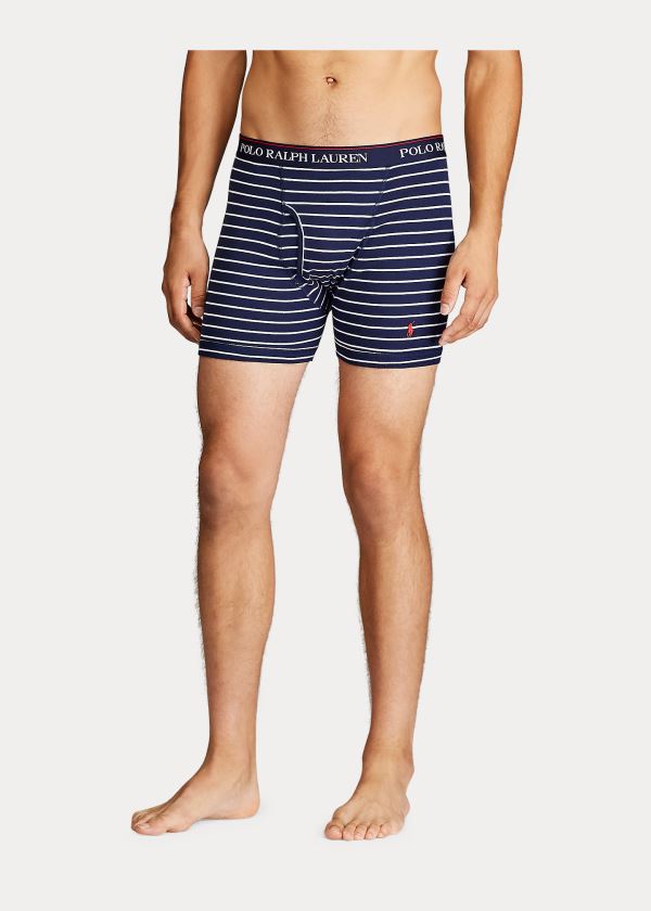 Bielizny Ralph Lauren Wicking Boxer Brief 3-Pack Męskie Granatowe Białe Czerwone Królewski Niebieski Niebieskie | RYEY7394