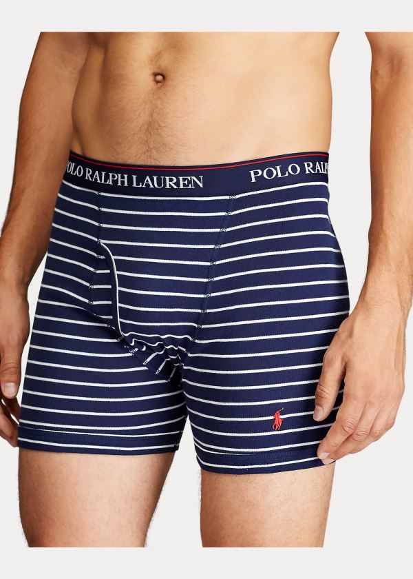 Bielizny Ralph Lauren Wicking Boxer Brief 3-Pack Męskie Granatowe Białe Czerwone Królewski Niebieski Niebieskie | RYEY7394