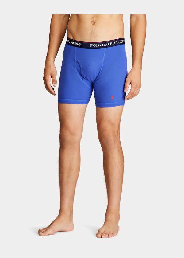 Bielizny Ralph Lauren Wicking Boxer Brief 3-Pack Męskie Granatowe Białe Czerwone Królewski Niebieski Niebieskie | RYEY7394