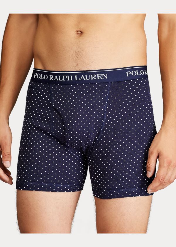 Bielizny Ralph Lauren Wicking Boxer Brief 3-Pack Męskie Granatowe Białe Niebieskie Różowe | CGCJ1230