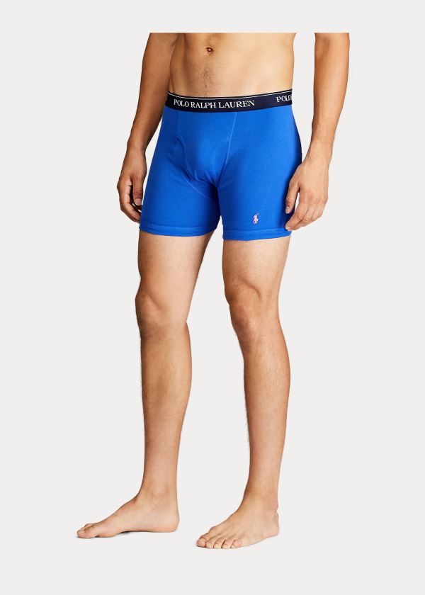 Bielizny Ralph Lauren Wicking Boxer Brief 3-Pack Męskie Granatowe Białe Niebieskie Różowe | CGCJ1230