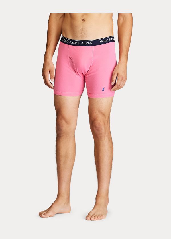 Bielizny Ralph Lauren Wicking Boxer Brief 3-Pack Męskie Granatowe Białe Niebieskie Różowe | CGCJ1230