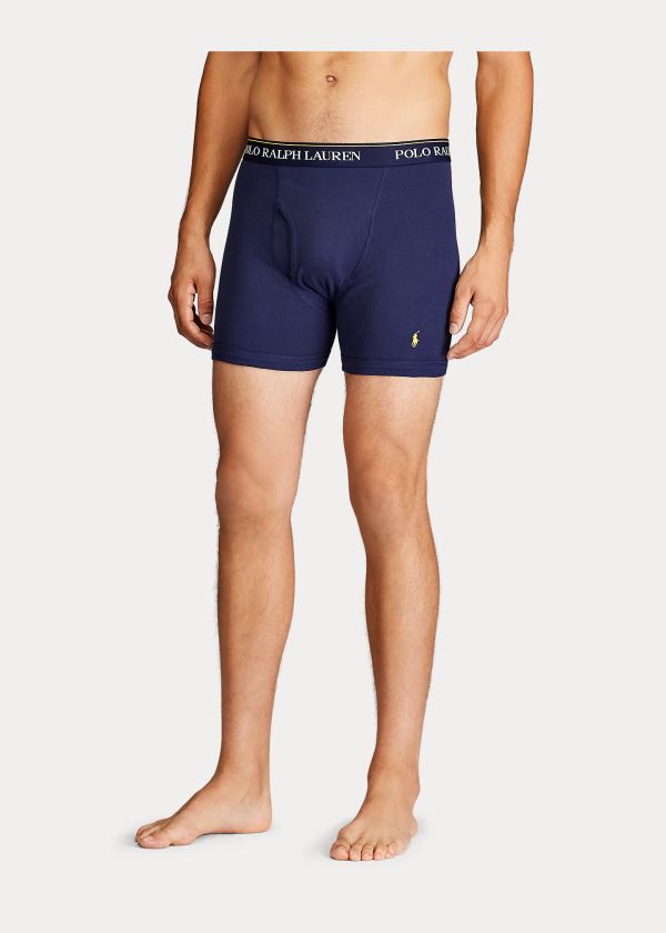 Bielizny Ralph Lauren Wicking Boxer Brief 3-Pack Męskie Granatowe Czerwone Królewski Niebieski Niebieskie | CTDT0801