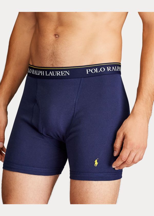 Bielizny Ralph Lauren Wicking Boxer Brief 3-Pack Męskie Granatowe Czerwone Królewski Niebieski Niebieskie | CTDT0801