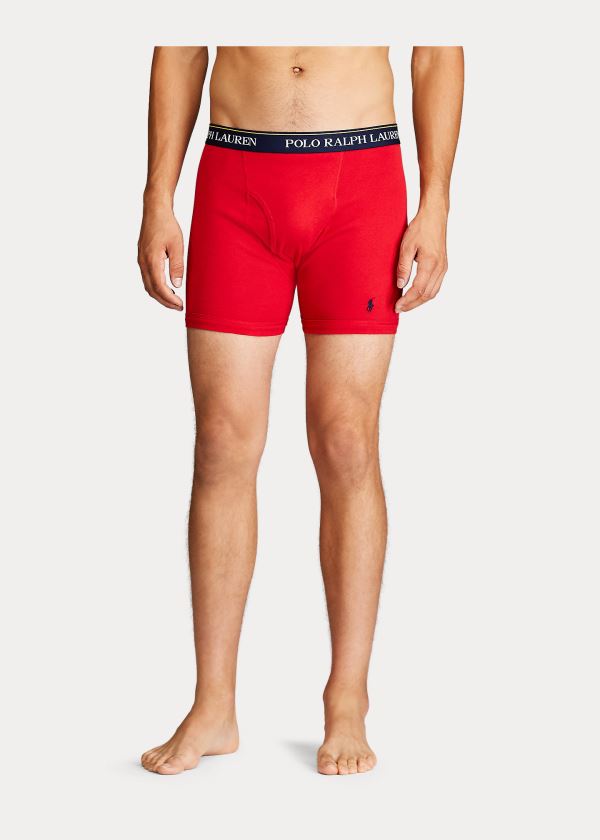 Bielizny Ralph Lauren Wicking Boxer Brief 3-Pack Męskie Granatowe Czerwone Królewski Niebieski Niebieskie | CTDT0801