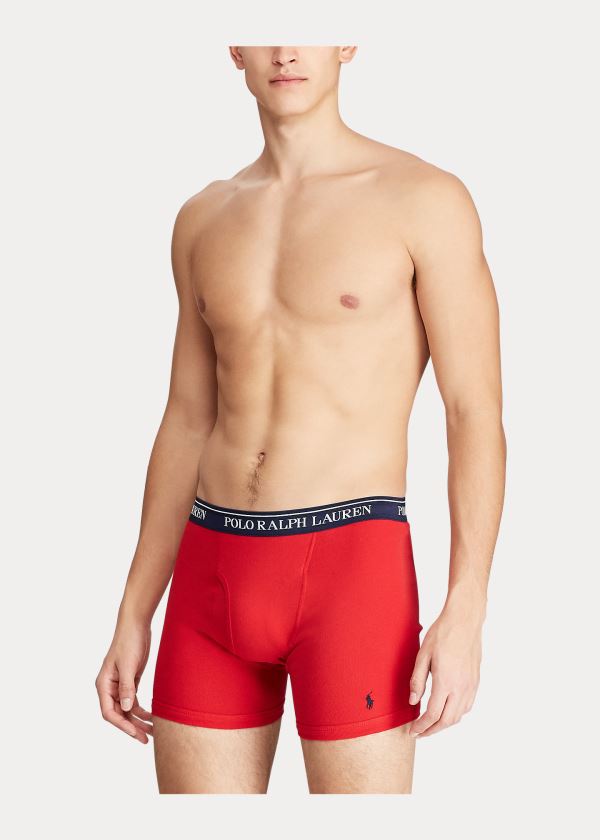 Bielizny Ralph Lauren Wicking Boxer Brief 5-Pack Męskie Czerwone Niebieskie | YVMO6048