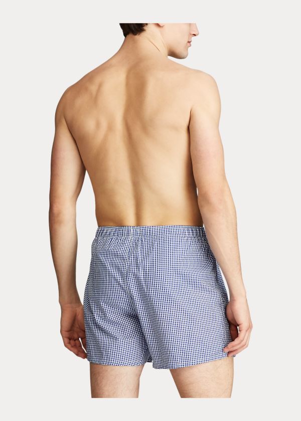 Bielizny Ralph Lauren Woven Cotton Boxer Męskie Niebieskie | XXKA1031